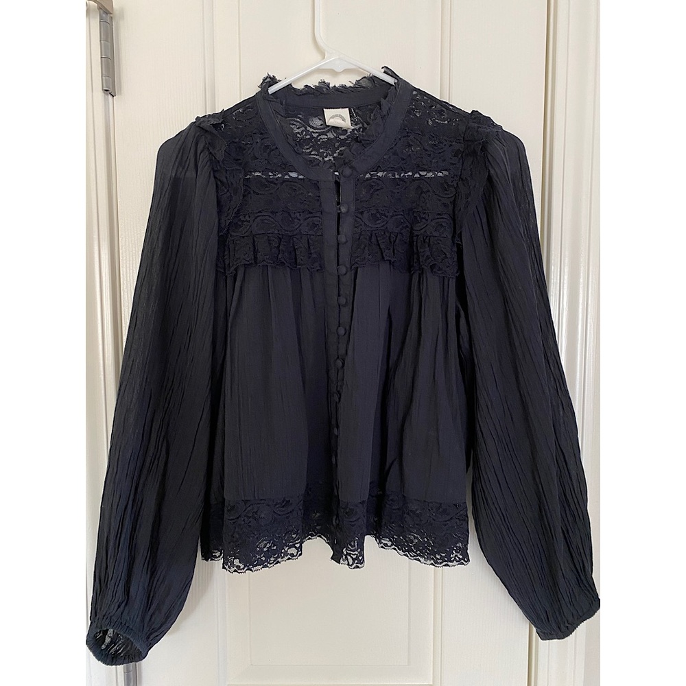 Anthropologie Black Callie Lace Blouse